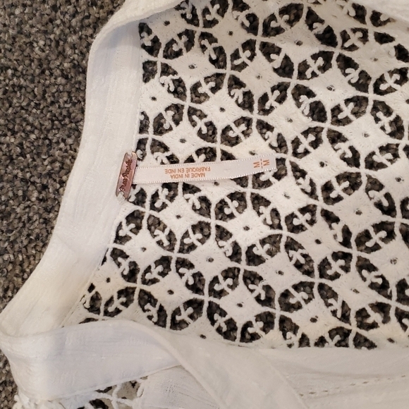 Free People Crochet Button Down in Ivory blouse top - Picture 6 of 12